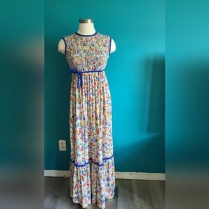 size small/ Vintage maxi dress, 1970s, 1960s, womens vintage dress, smocked
